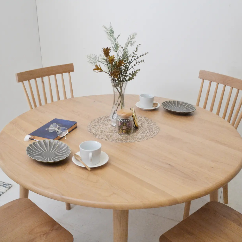 ラウンドテーブル 115cm 無垢材(アルダー×オーク) 北欧風デザイン ラウンドテーブル 115cm 無垢材(アルダー×オーク) 北欧風デザイン